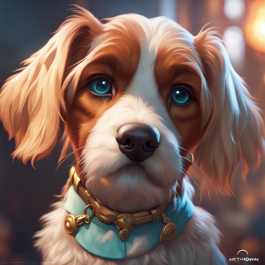 Hyperdetailed Portrait of a Cute Dog