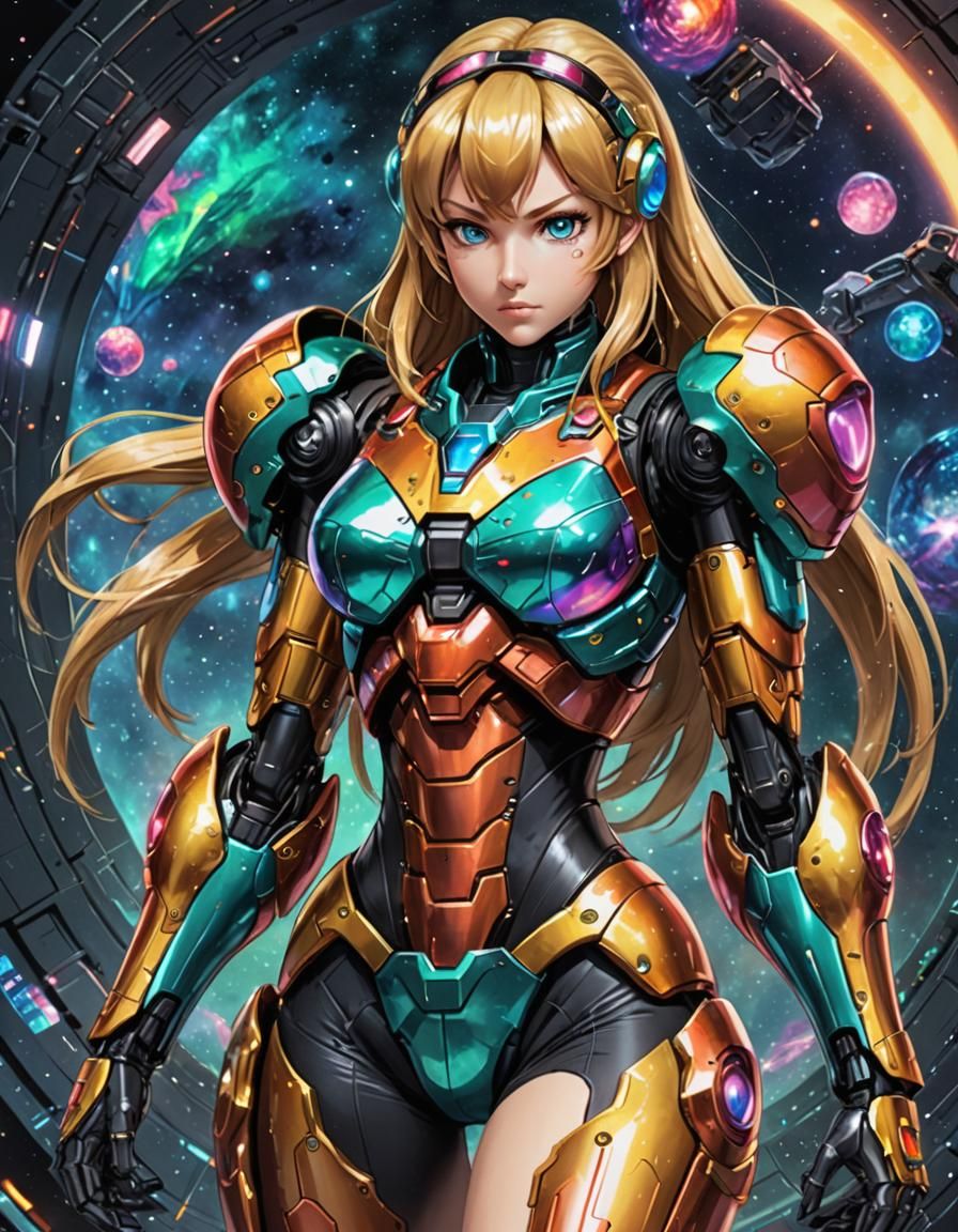 Samus Aran in Astral Cosmic Illustration