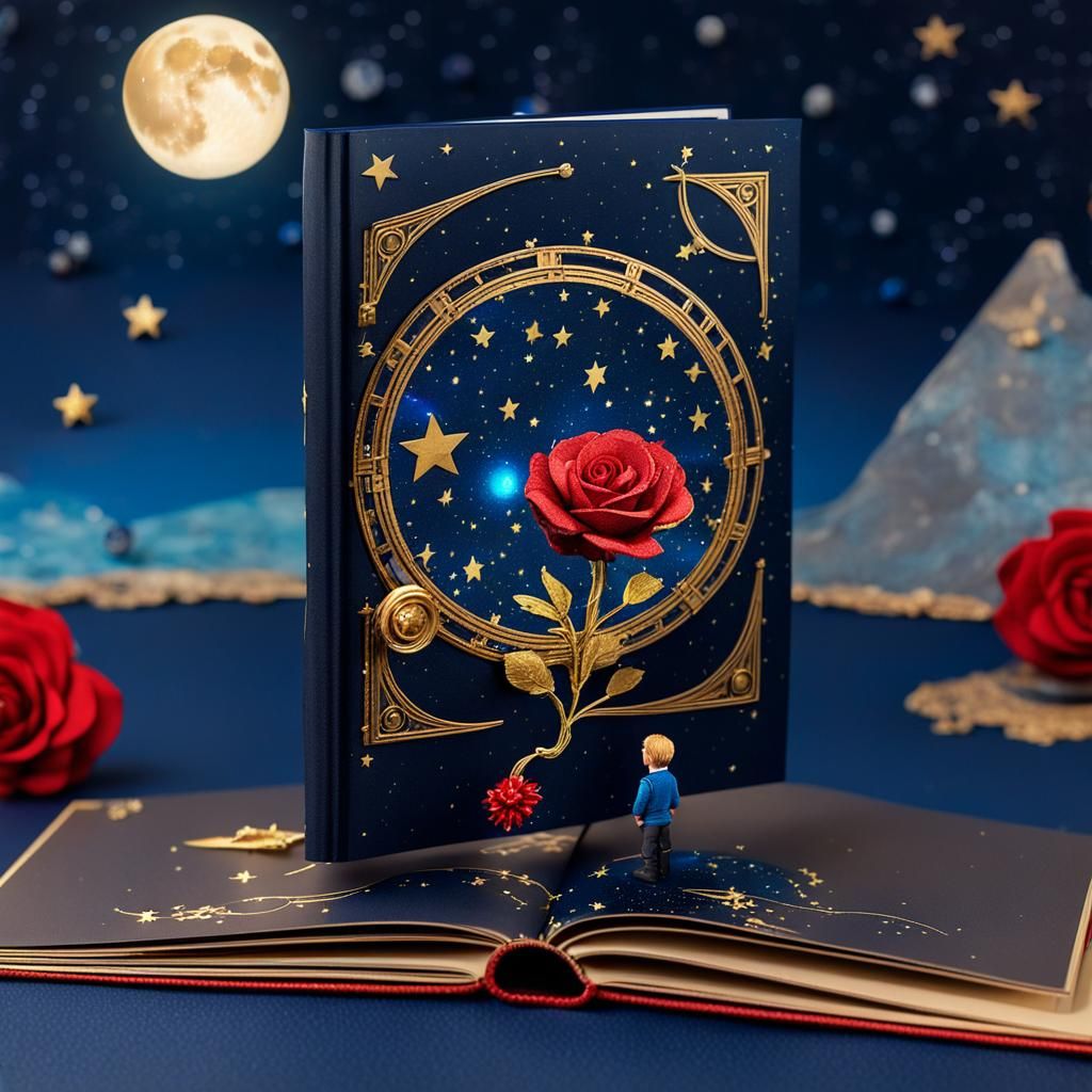 Little Prince and Rose Pop-Up Book Illustration