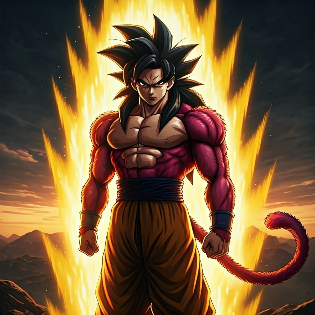 Goku Super Saiyan 4 Golden Energy Cinematic Still