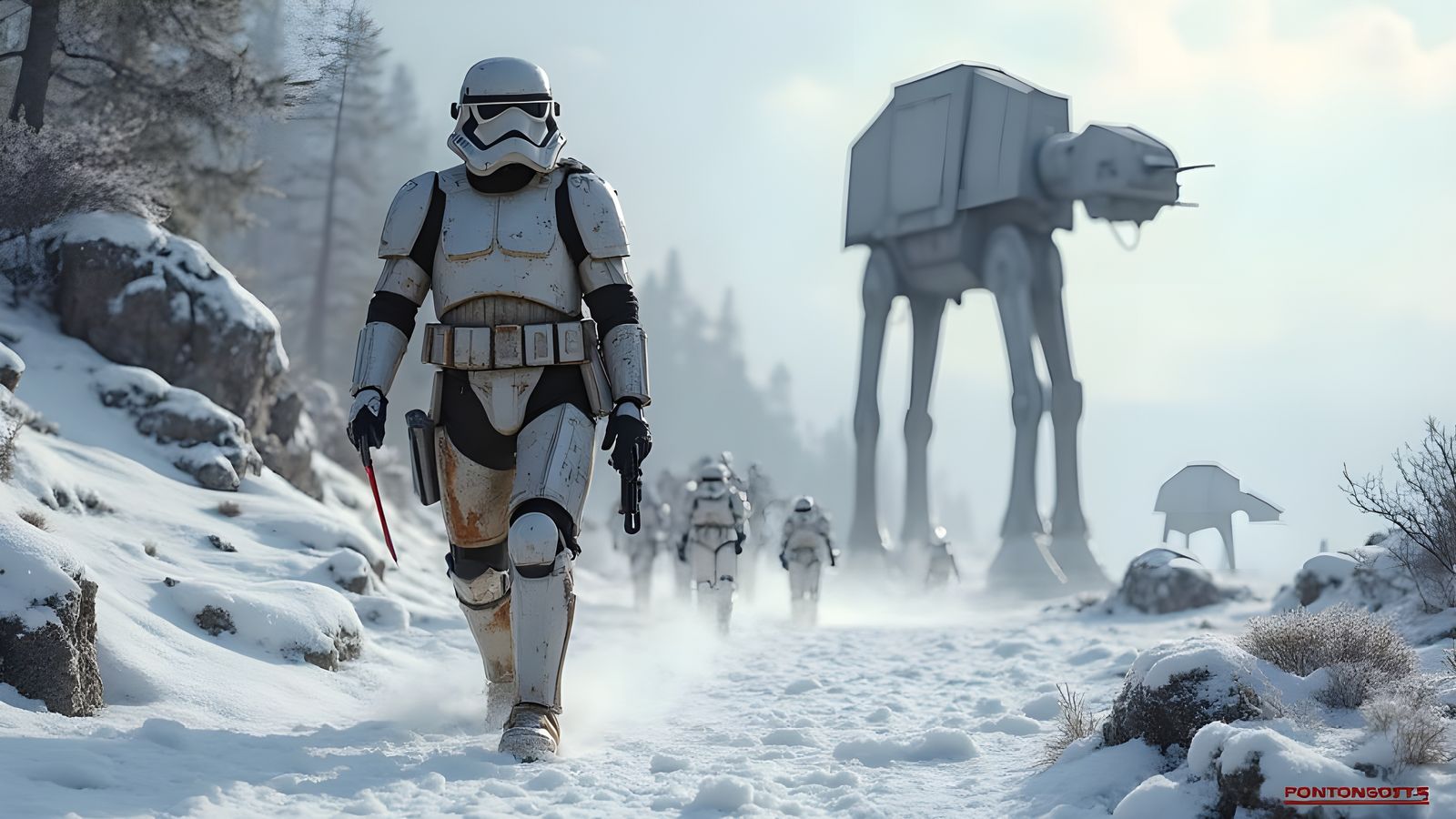 Battle-Ready Death Star Trooper in Photorealistic Winter Lan...