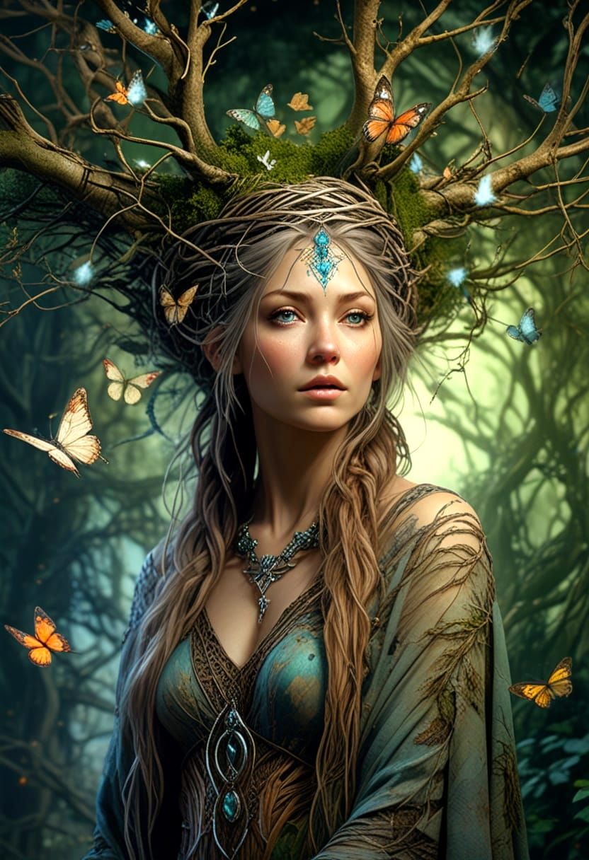 Enchanted Tree Goddess in Norse Mythology