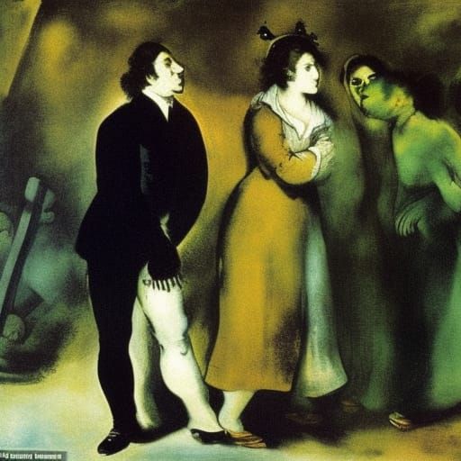 Goya-esque Firing Squad with Silent Wife