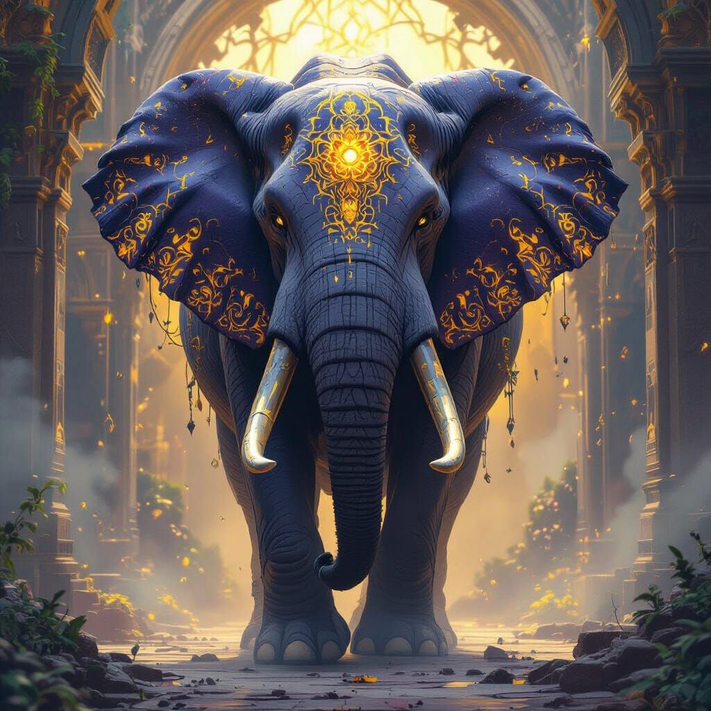 Legendary Elephant in Dark Fantasy Style