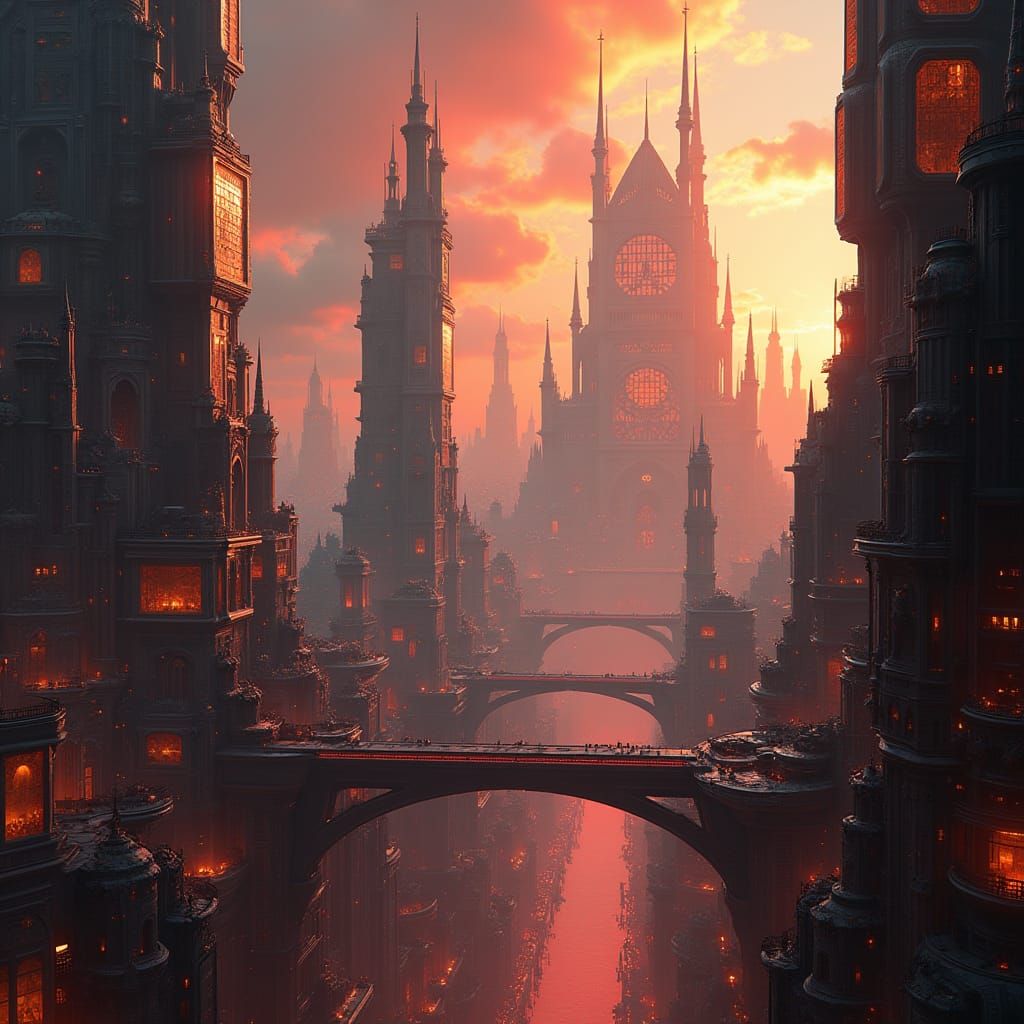 Futuristic British Metropolis in Maximalist Cyberpunk Style