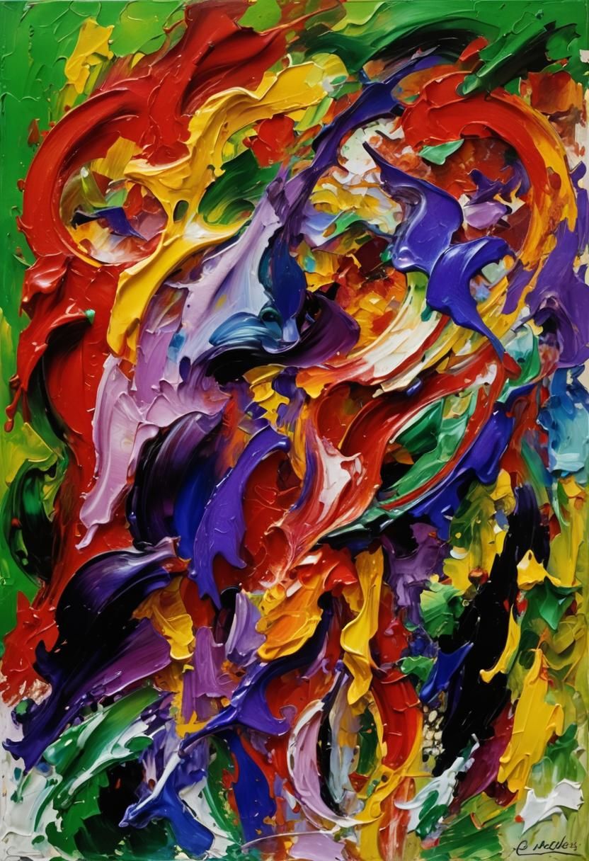 Abstract Swirls of Color in Expressionist Style