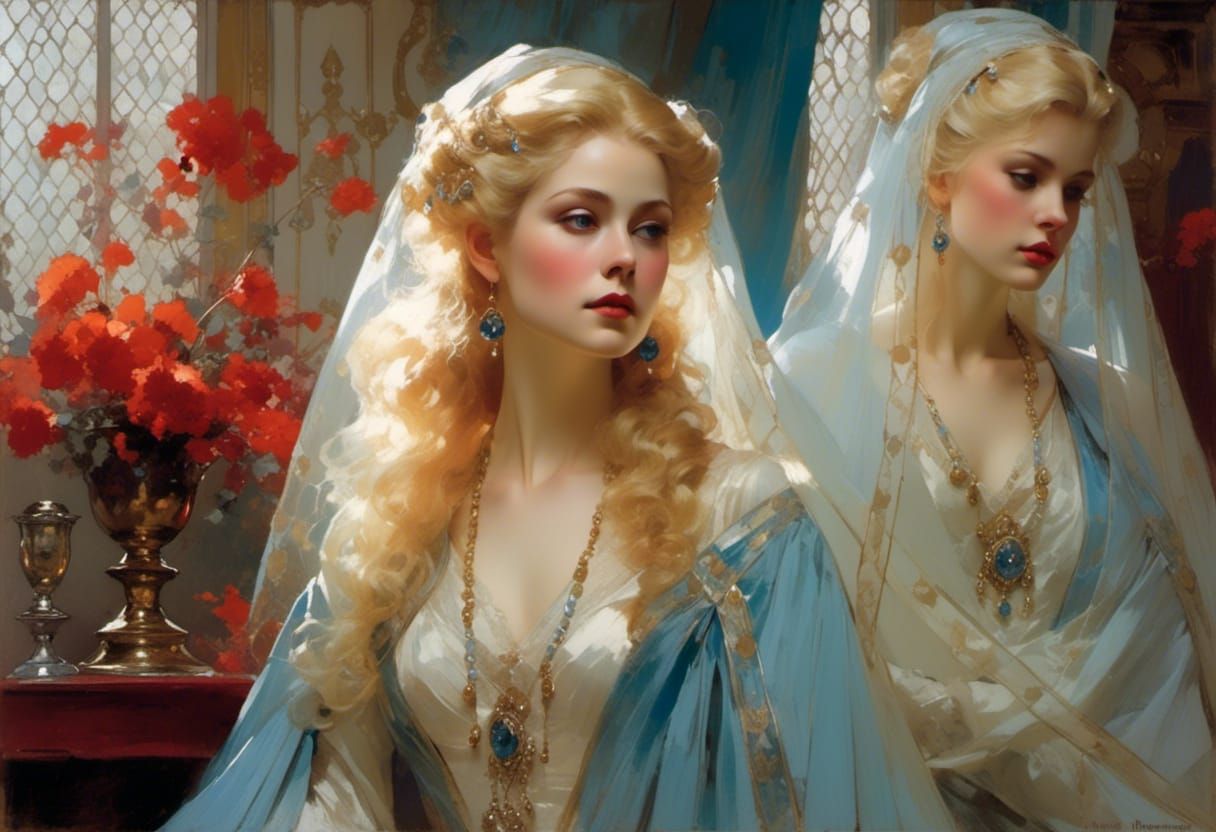 Ethereal Queen in Victorian Dress, Dreamy Portrait