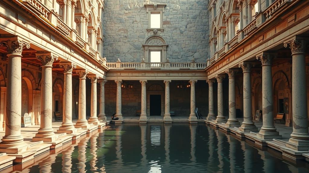 Ancient Roman Baths of Caracalla in Vibrant, Cinematic Detai...