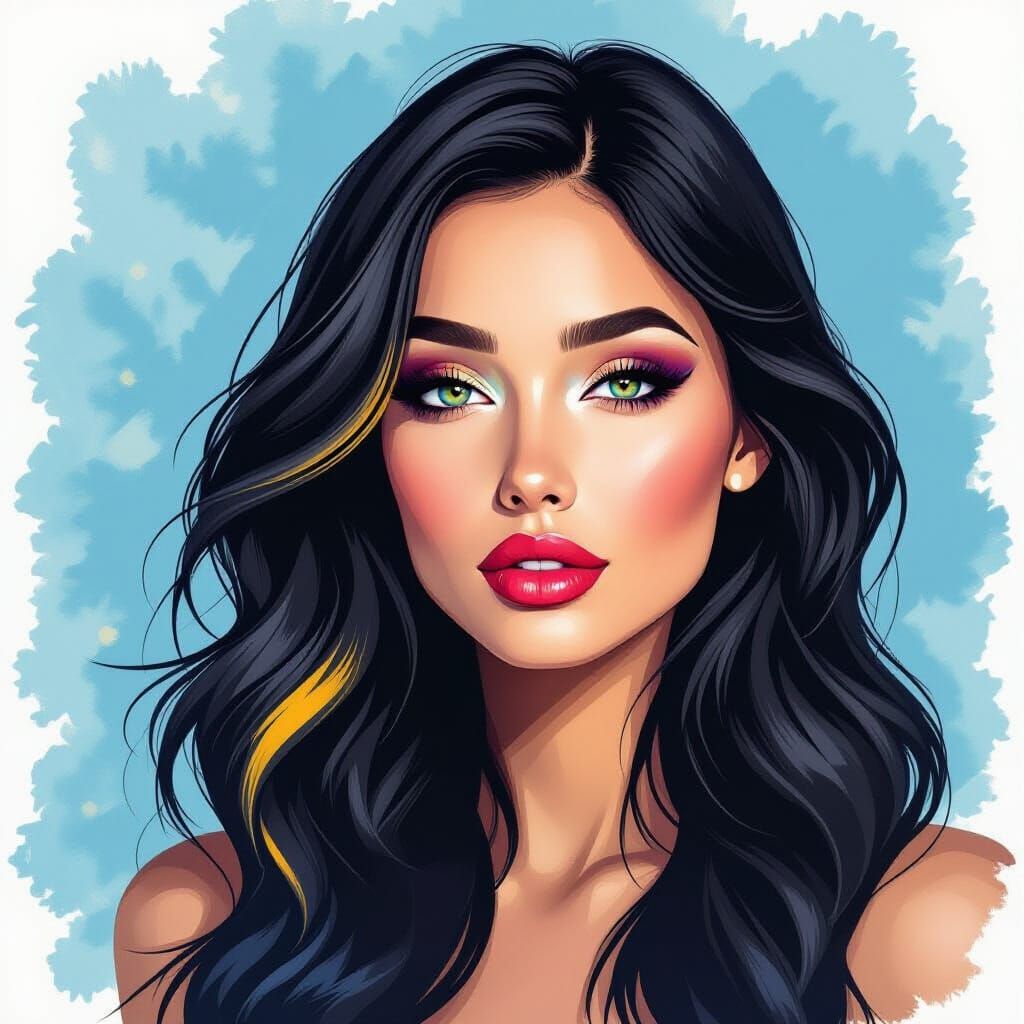 Ukrainian Woman Portrait in Colored Pencil Style