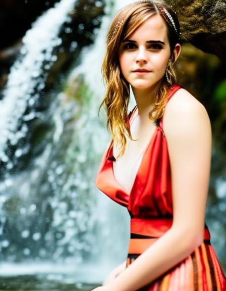 Emma Watson by a Waterfall