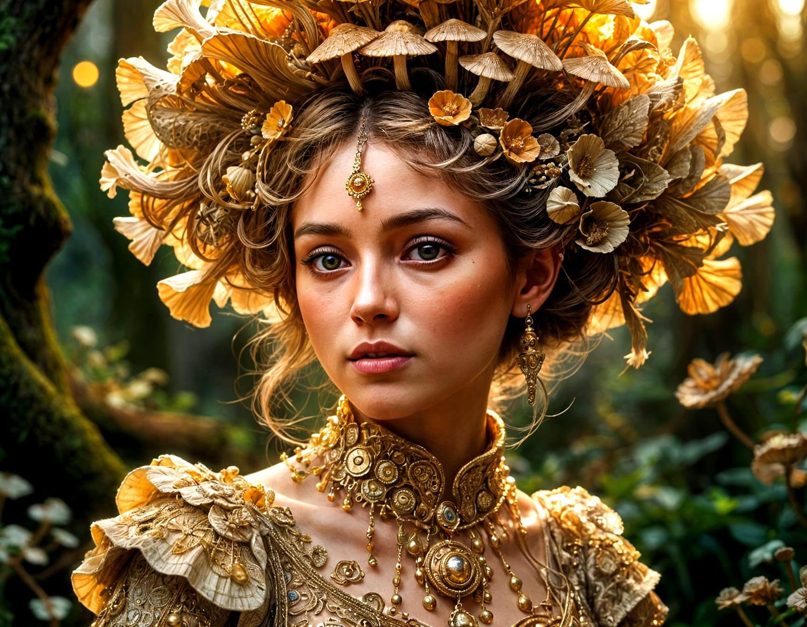 Whimsical Fairytale Princess with Fungal Crown