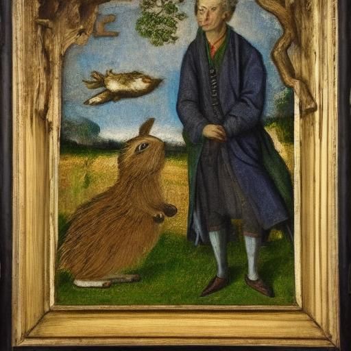 Rabbit and Hedgehog in Classic Portrait Style