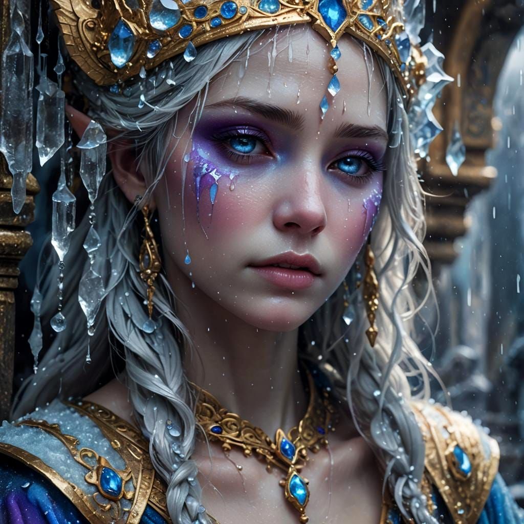 Icy Tears: Detailed Matte Painting in Deep Color