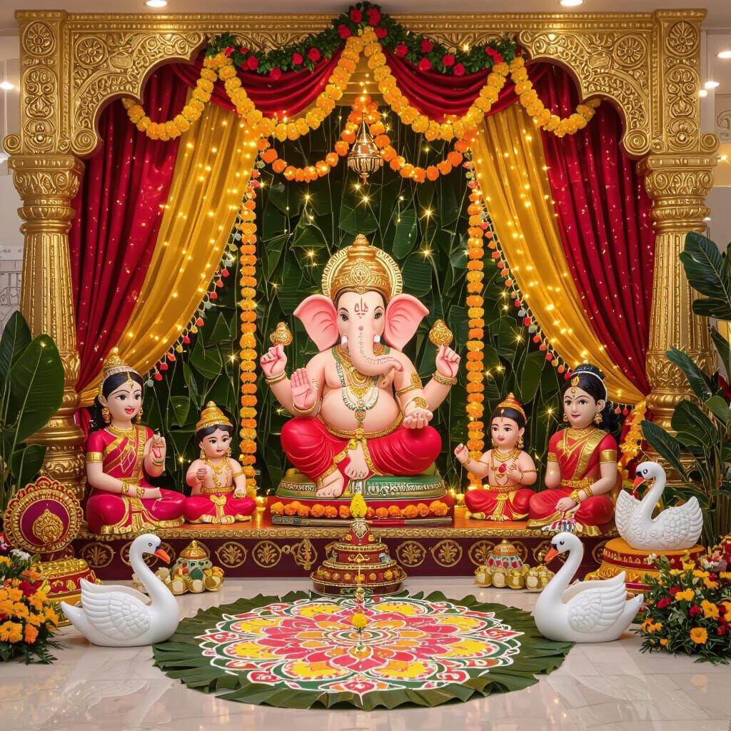 Ganesh Chaturthi Home Decor: Mother Child Theme