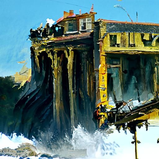 Building on Brink: Oil Painting in Gurney Style
