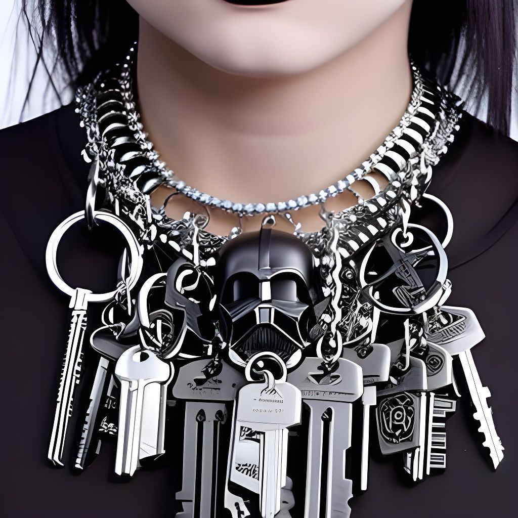 Gothic Girl Adorned with Key Accessories