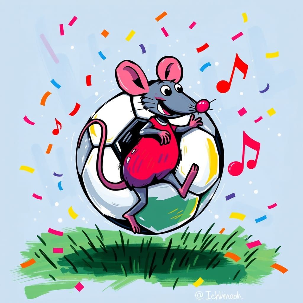 Vibrant Soccer Ball Celebrates with Confetti and Music