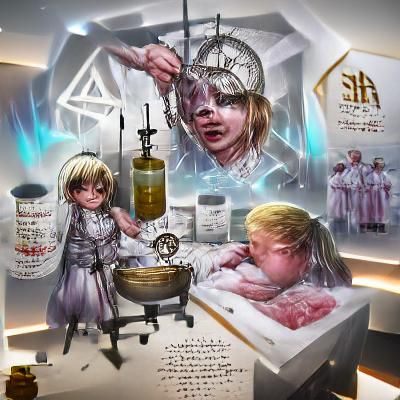 Dark Fantasy Ritual in Dystopian Laboratory