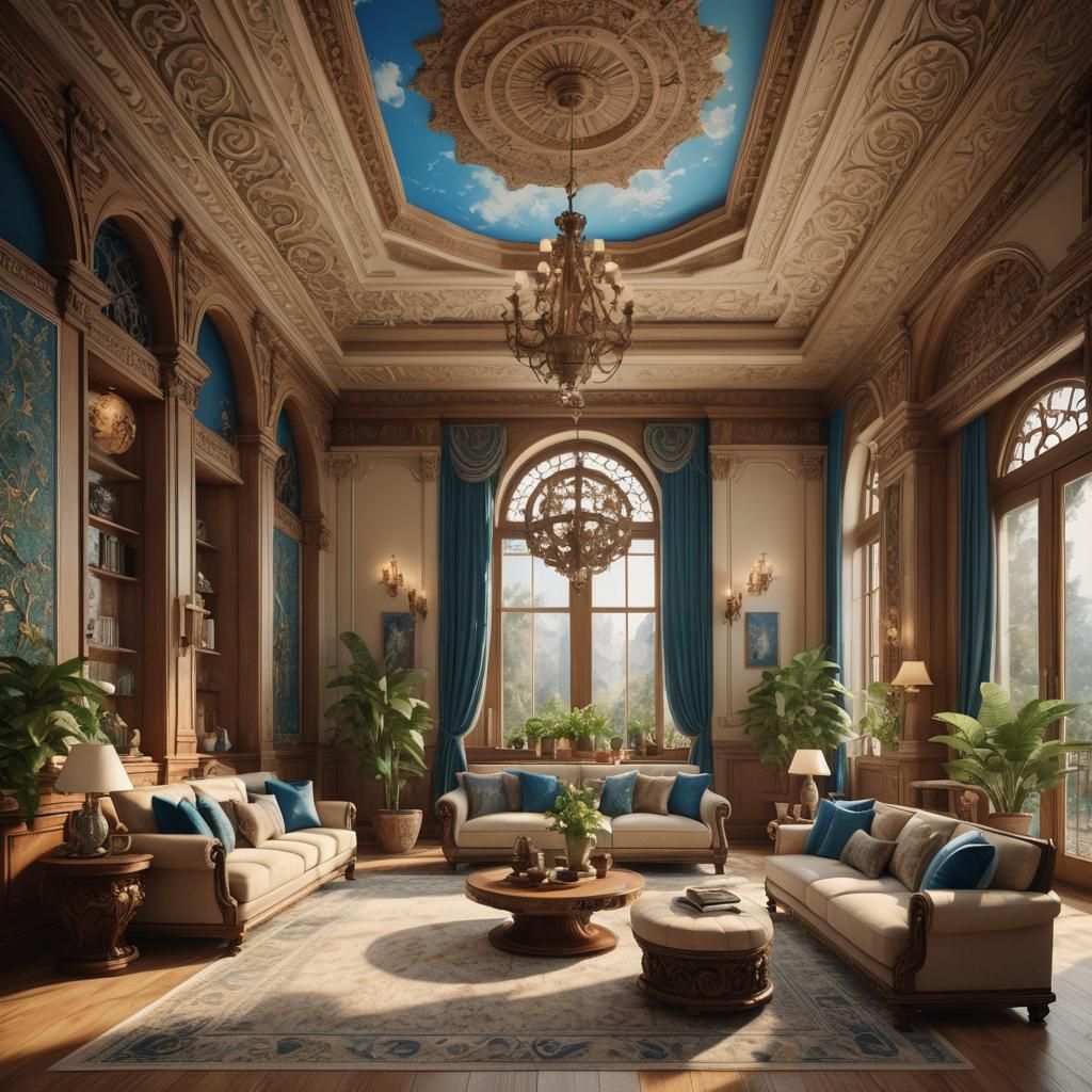 Luxury Living Room with Art Deco Inspiration