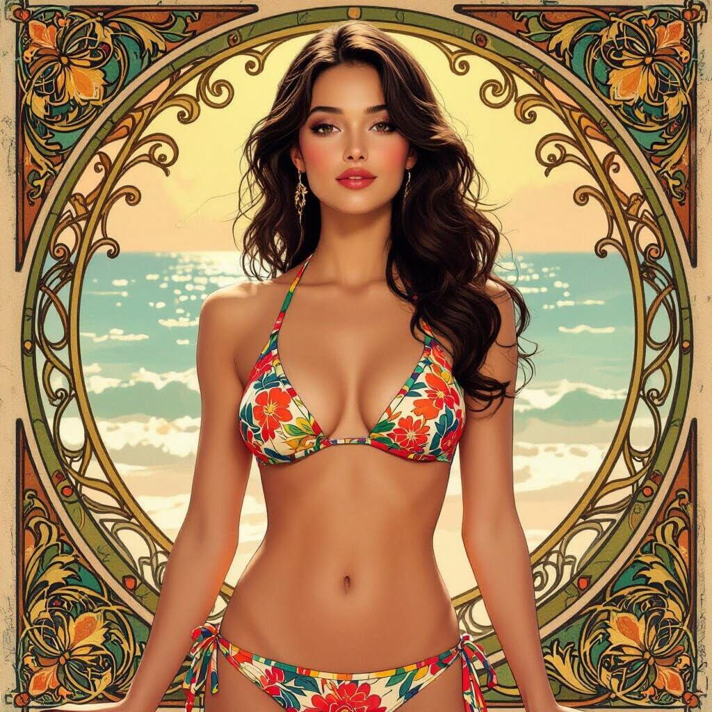 Bikini Beauty Inspired by Art Nouveau Masters