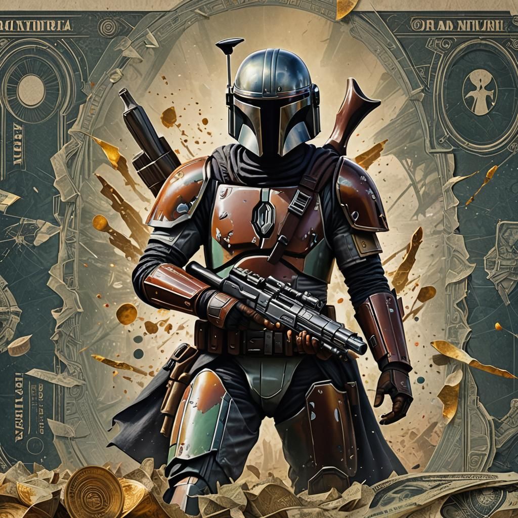 Mandalorian on Star Wars Art Banknote
