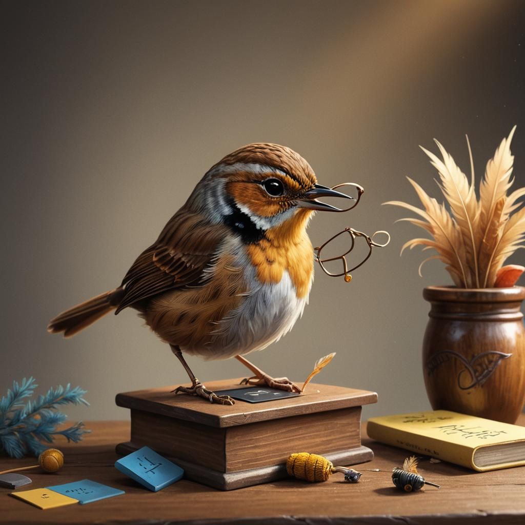 Wren Competes in Spelling Bee: Expressionist Splash Art