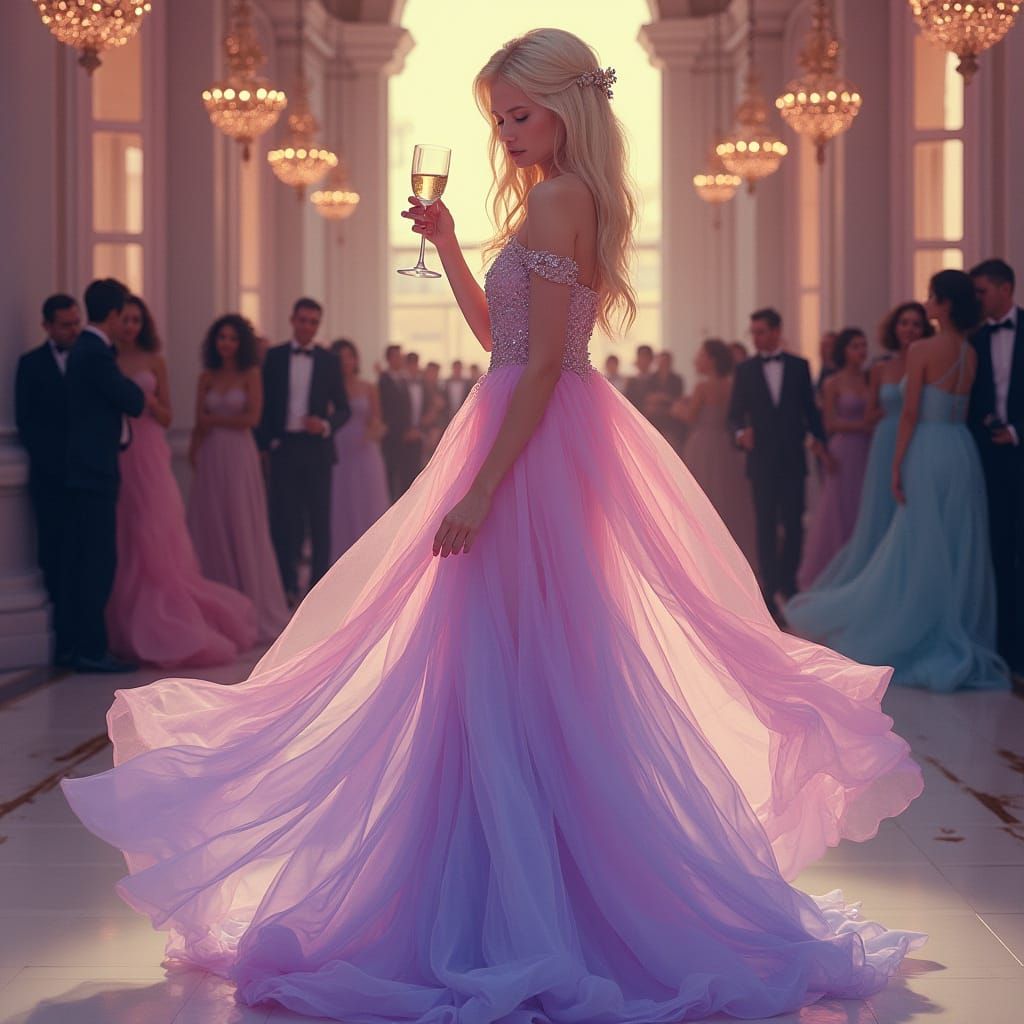 Enchanting Ballerina in Pastel Ombre Gown