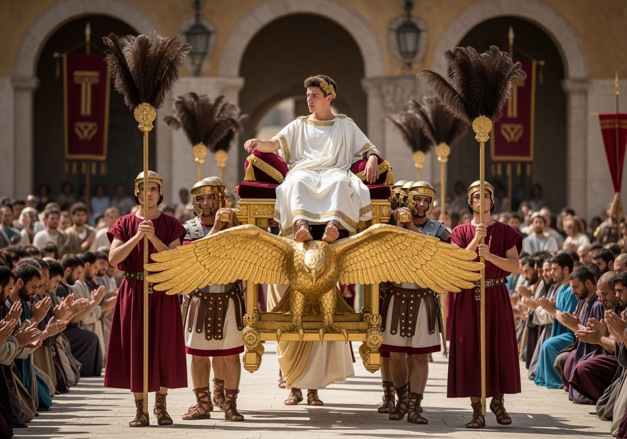 Young Roman Emperor on Golden Litter Procession