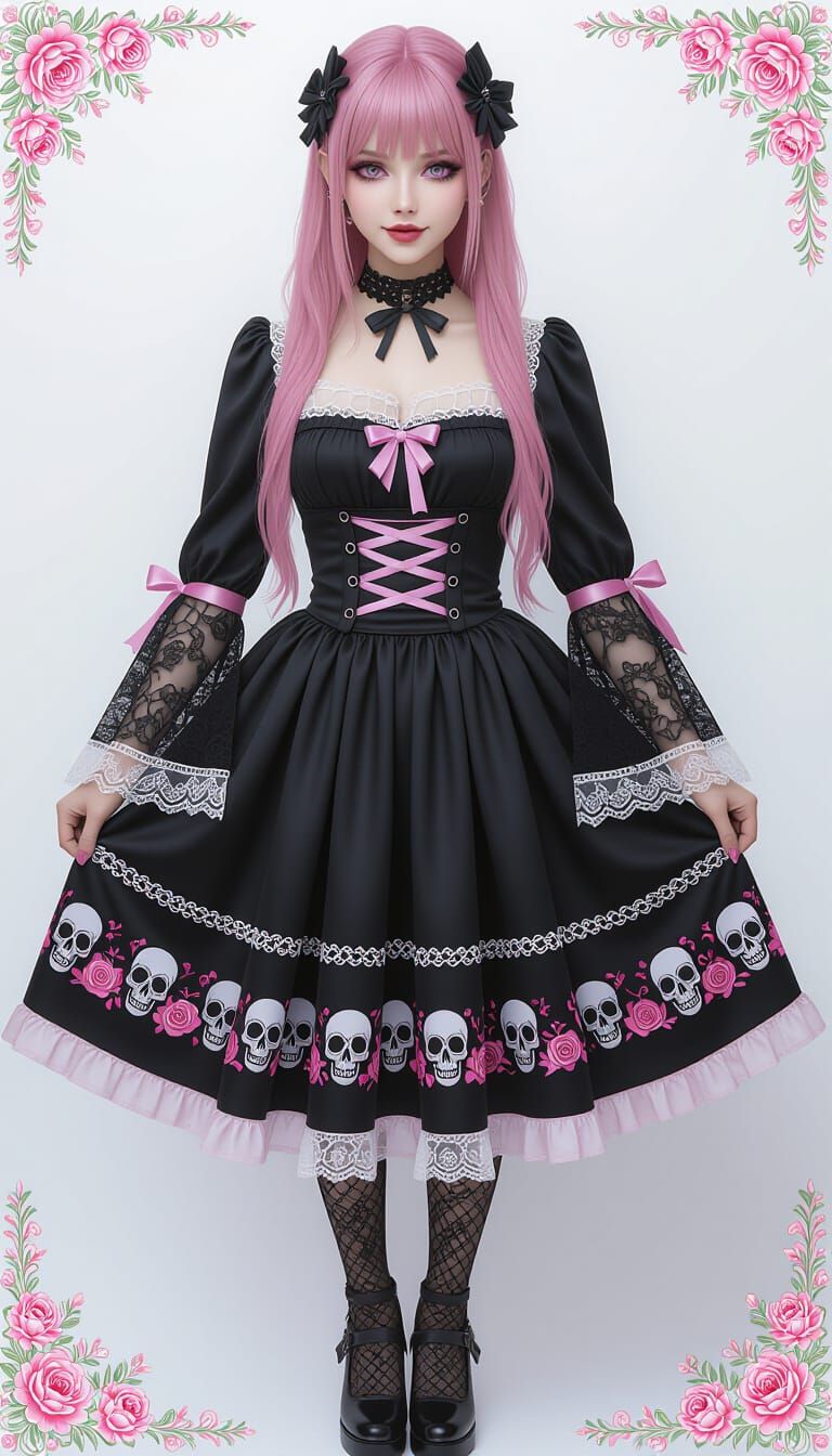 Gothic Woman with Scythe in Anime Style