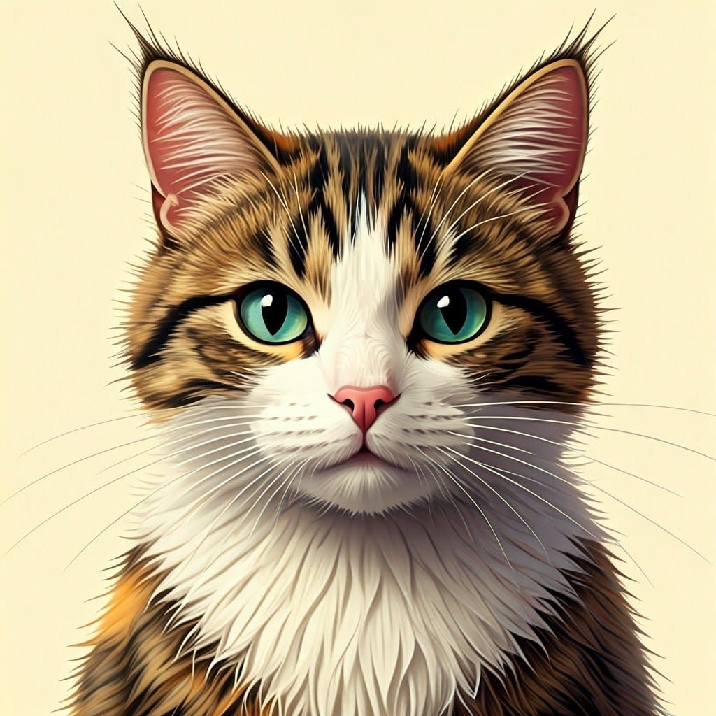 Whimsical Calico Cat with Crochet Details