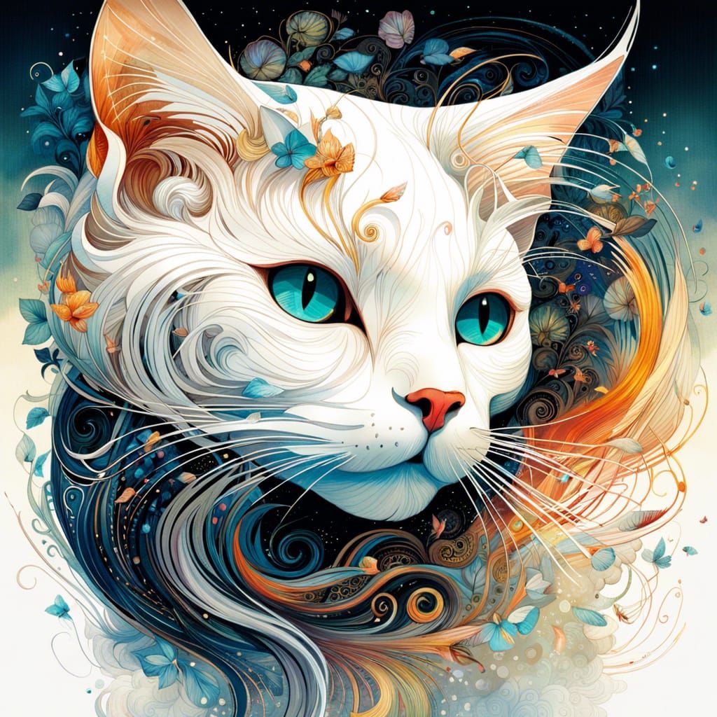 Cloud Cat: Dreamlike Vision in Ornate Detail