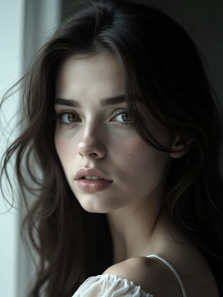 Hyper-Realistic Portrait of an Elegant Young Woman