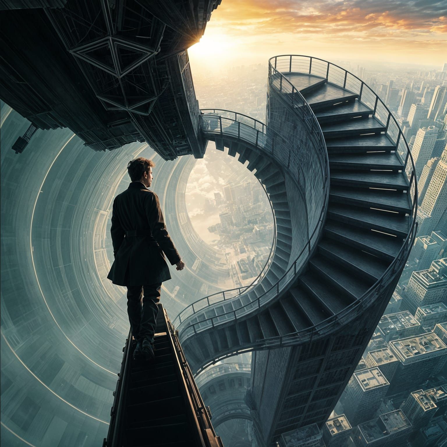 Vertigo Art: Warped Geometry and Infinite Spirals