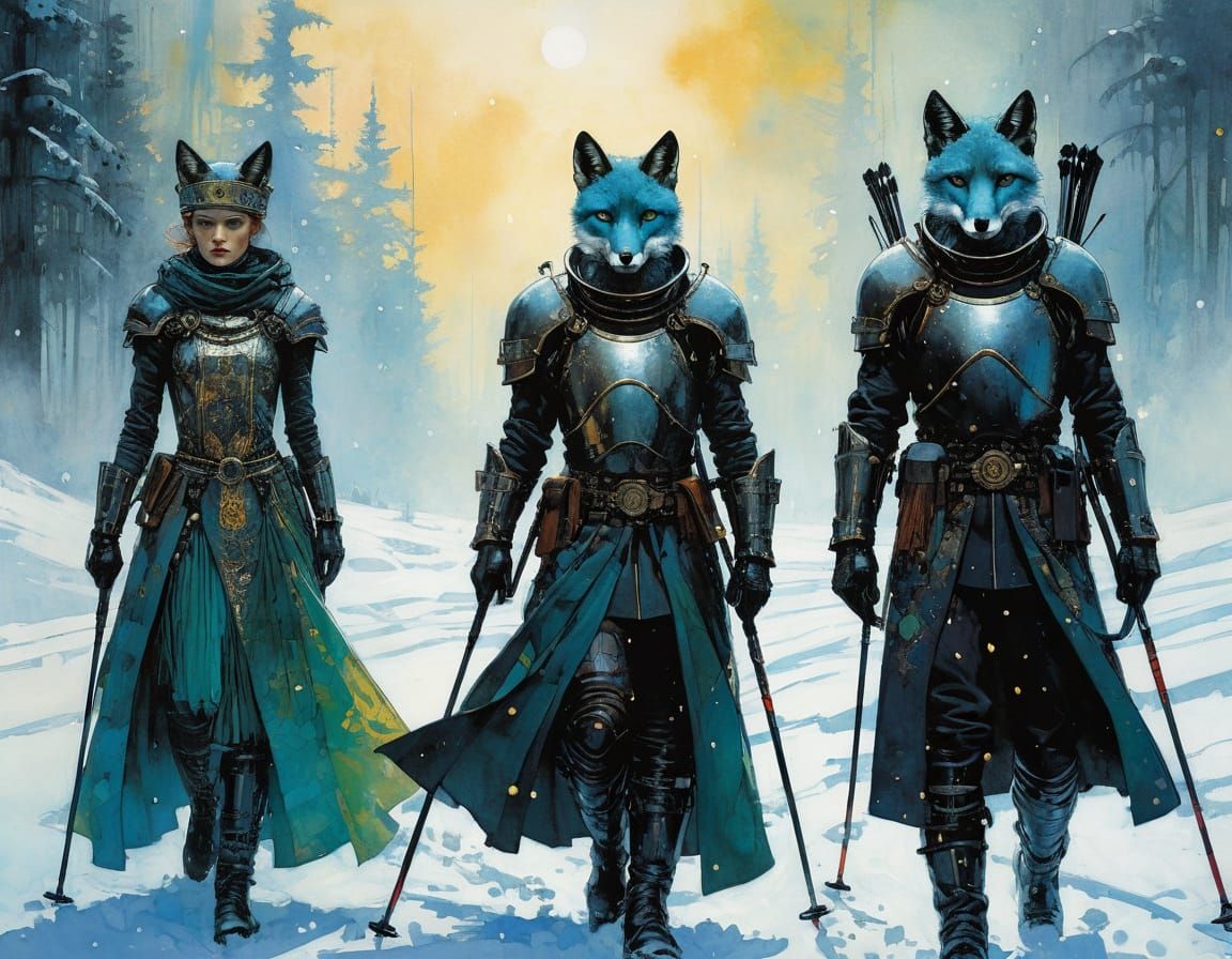 Armoured Foxes in Dreamy Light: Fantasy Concept Art
