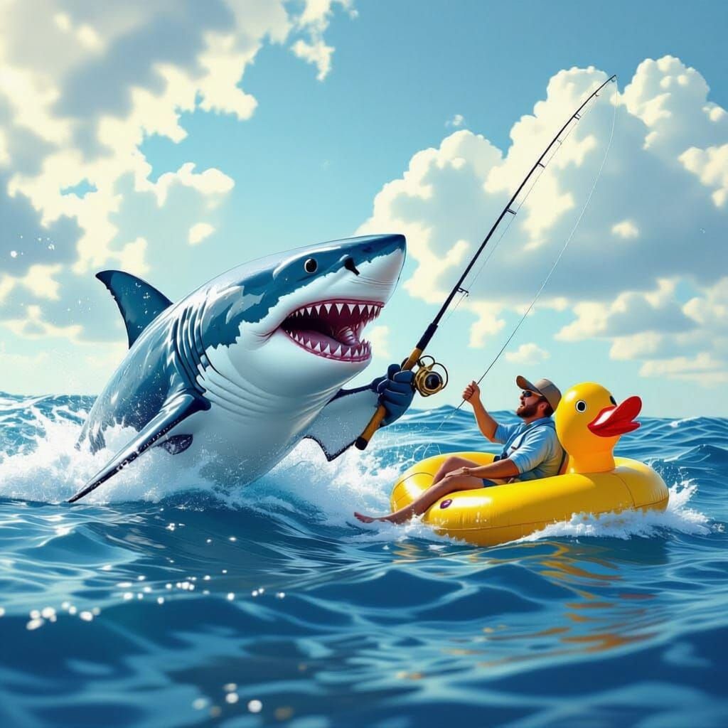 Shark Catches Fisherman in Ocean Predicament