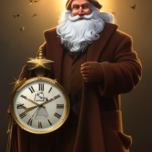 Father Time and New Year Baby Portrait