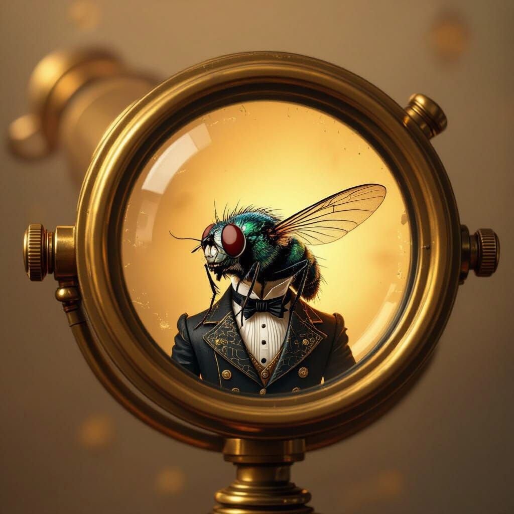Victorian Fly Portrait Through Brass Telescope