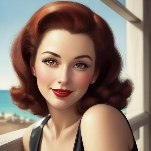 Retro Pin-Up Girl Portrait in 50s Glamour Style
