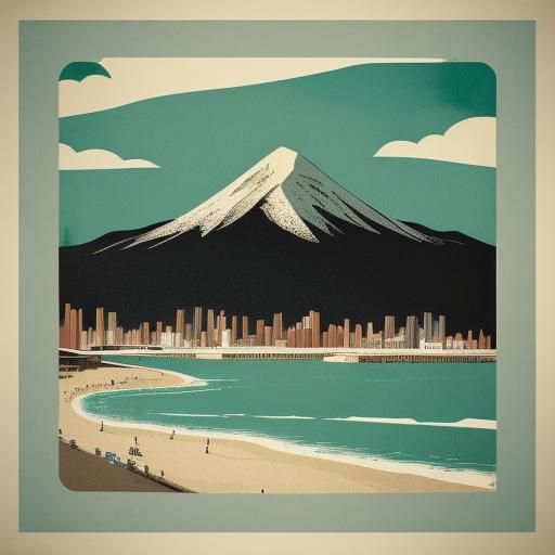 Vintage Travel Poster with Mountain View