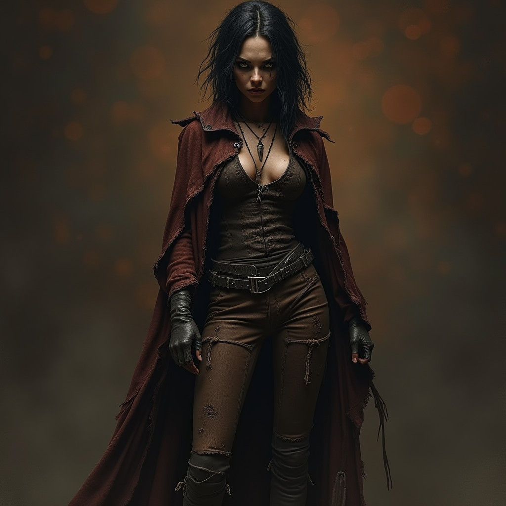 Dark Female Rogue in Gothic Fantasy Style