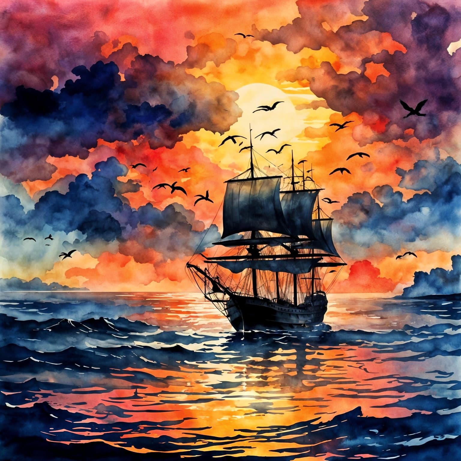 Vivid Sunset on a Vast European Ocean