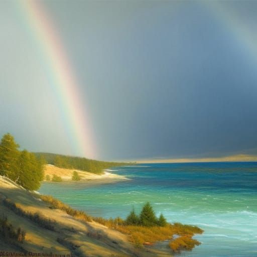 Anime Rainbow over the Ocean