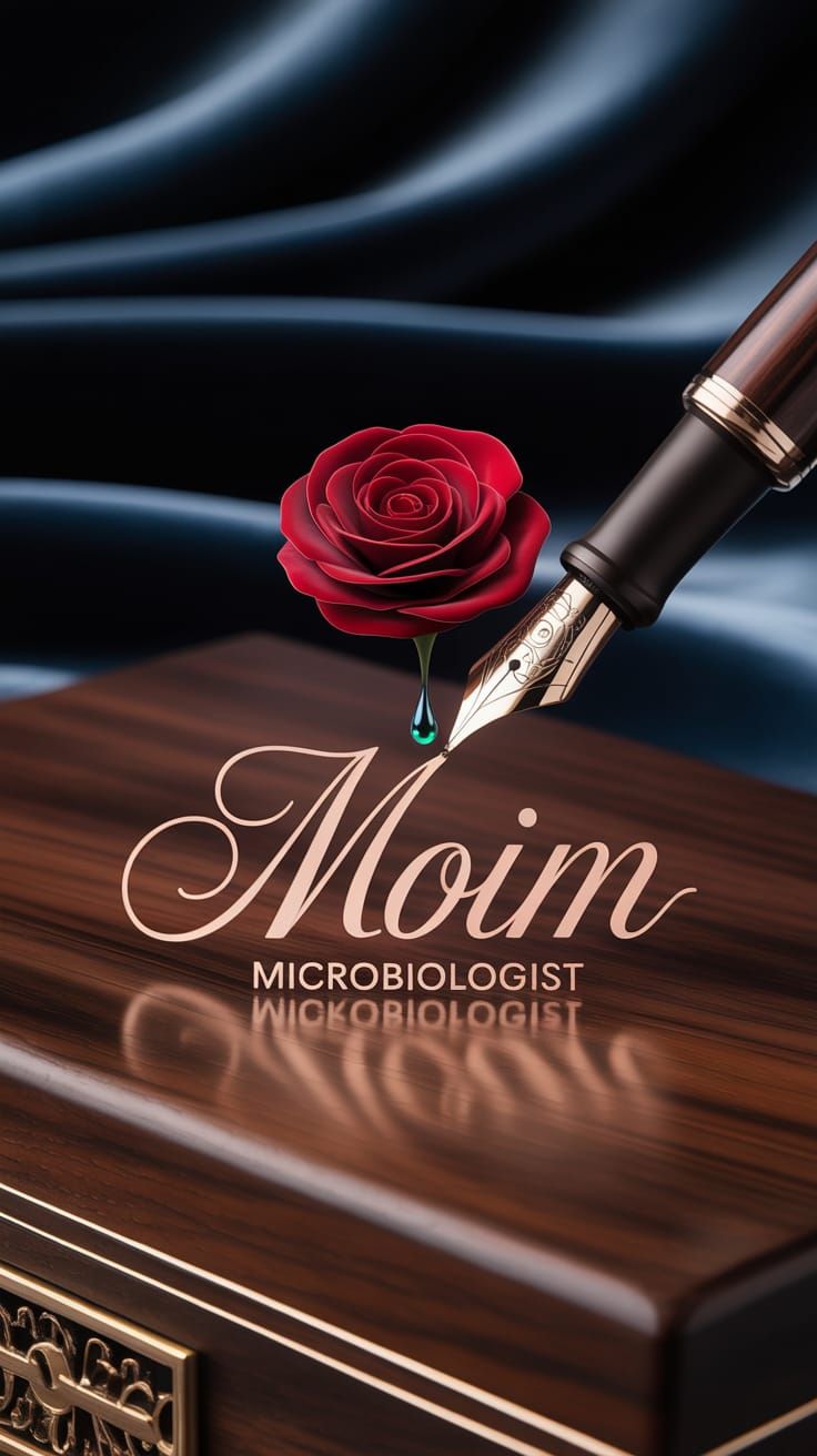 Elegant Microbiologist Logo with Crimson Rose Fountain Pen