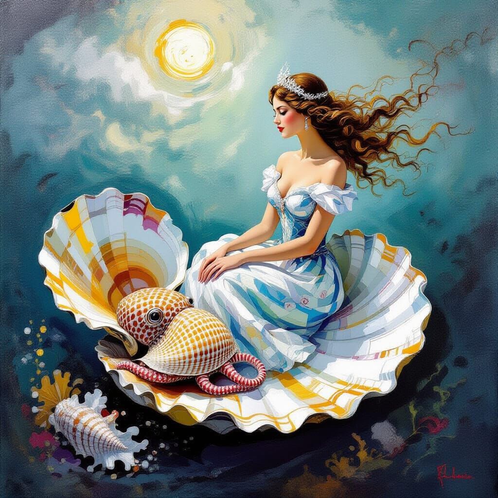 Mermaid Swimming with Octopus in Surreal Style