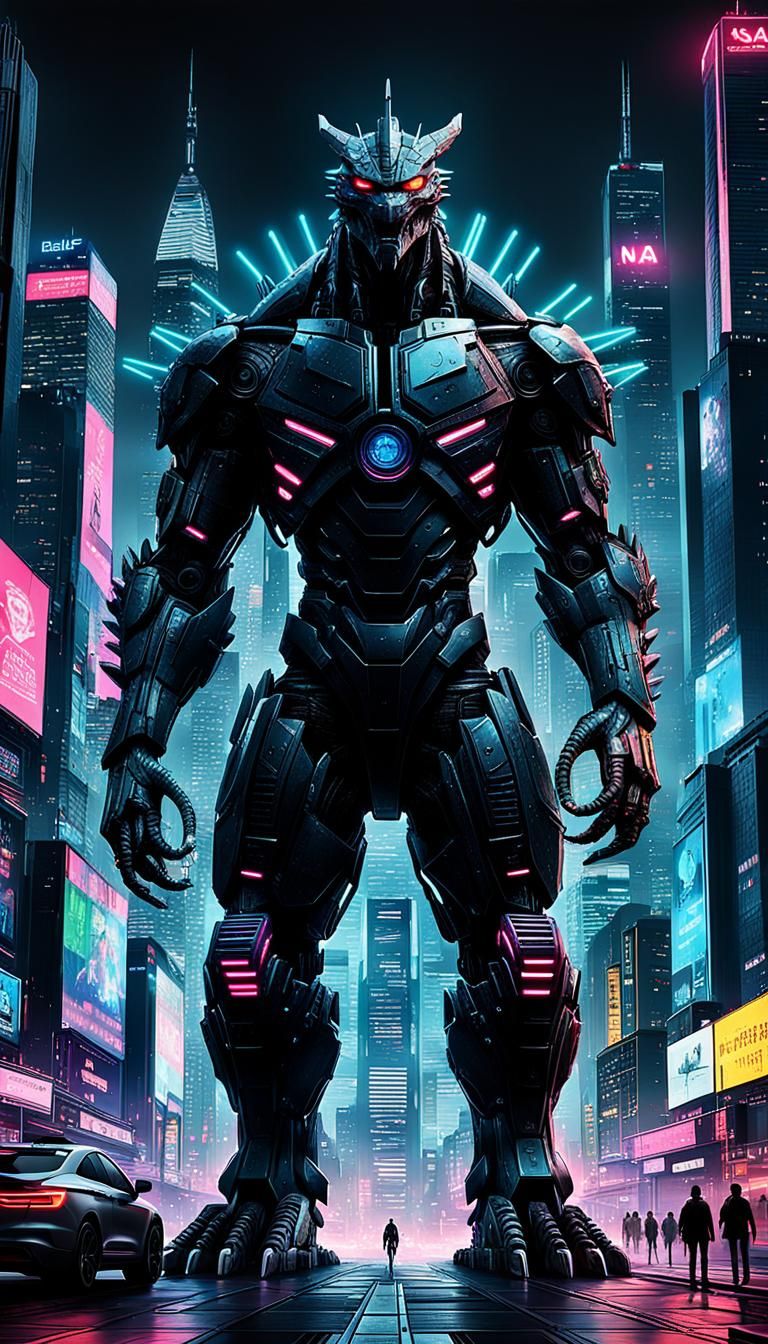 Cyberpunk NSA Kaiju Dominating Cyberspace in 8K