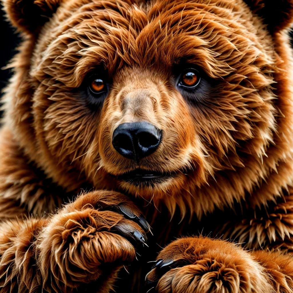 Tiny Bear Hugging a Finger: Hyperrealistic Photography