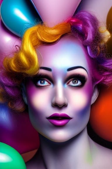 Pastel Jester Portrait: Hyperrealistic Digital Art