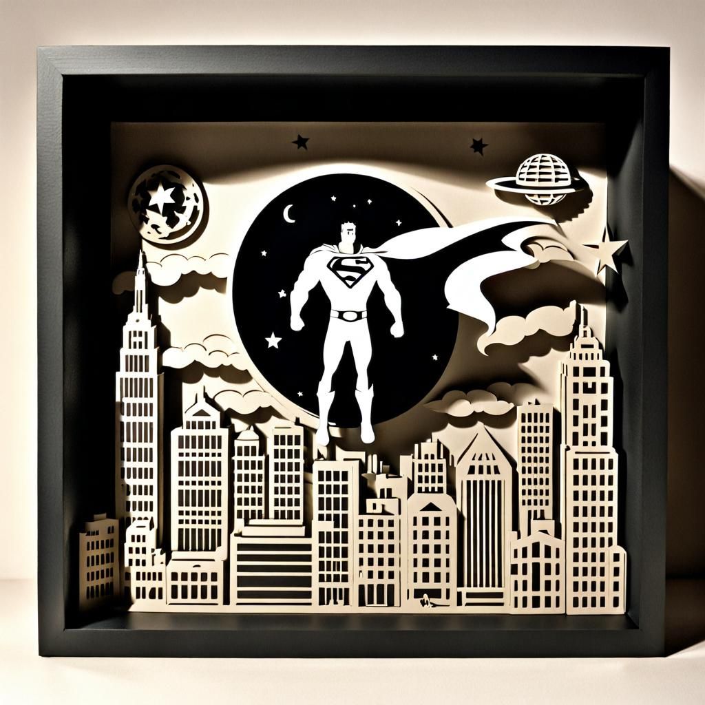 Superman in Space: 3D Papercut Shadow Box