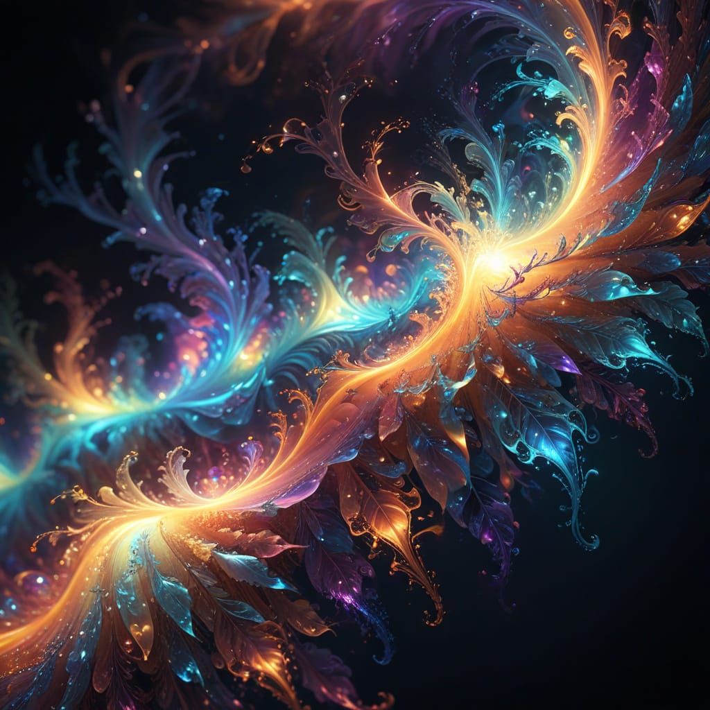 Ethereal Fractal Bloom in Vibrant Iridescent Hues