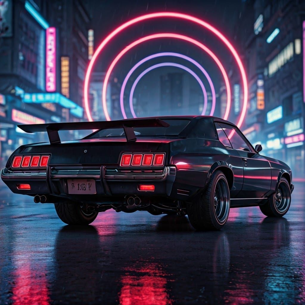 synthwave 1970’s Chevy impala low rider lowrider convertible...